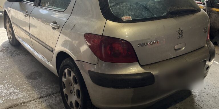 Arrière de la Peugeot 307 2.0 HDi gris clair arrivée le 14 octobre 2026 à la casse Jory & Fils